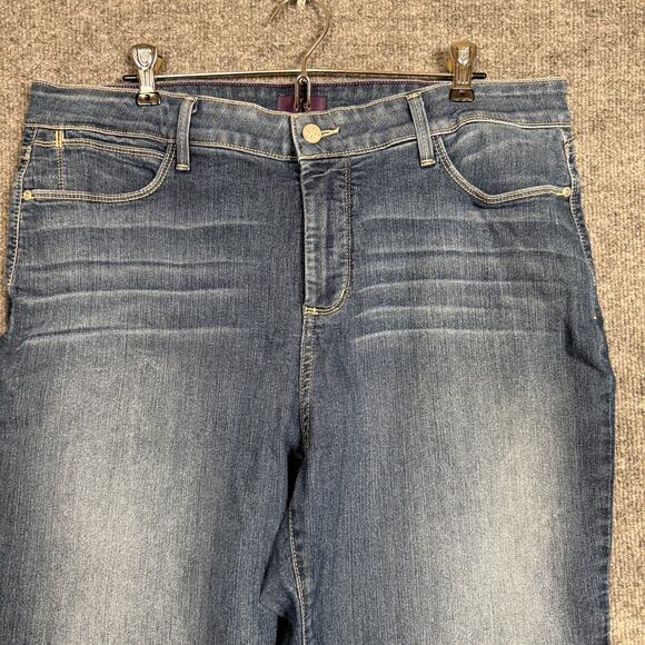 NYDJ Size 16 Slim Bootcut Ankle Jeans Blue Washed Cotton Blend Mid Rise Pockets - Picture 5 of 10